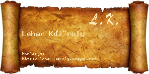Lehar Károly névjegykártya